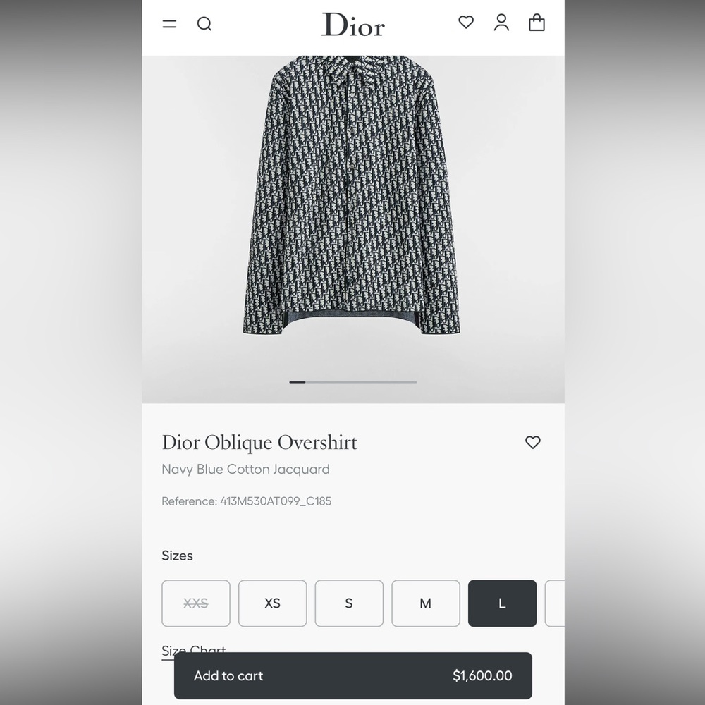 Dior Oblique Overshirt Navy Blue Cotton Jacquard - Picture 9 of 9